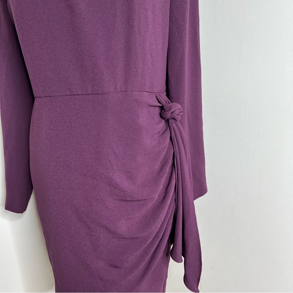 DRESS THE POPULATION Aila Mini Wrap Dress in Boysenberry size L - Picture 7 of 14